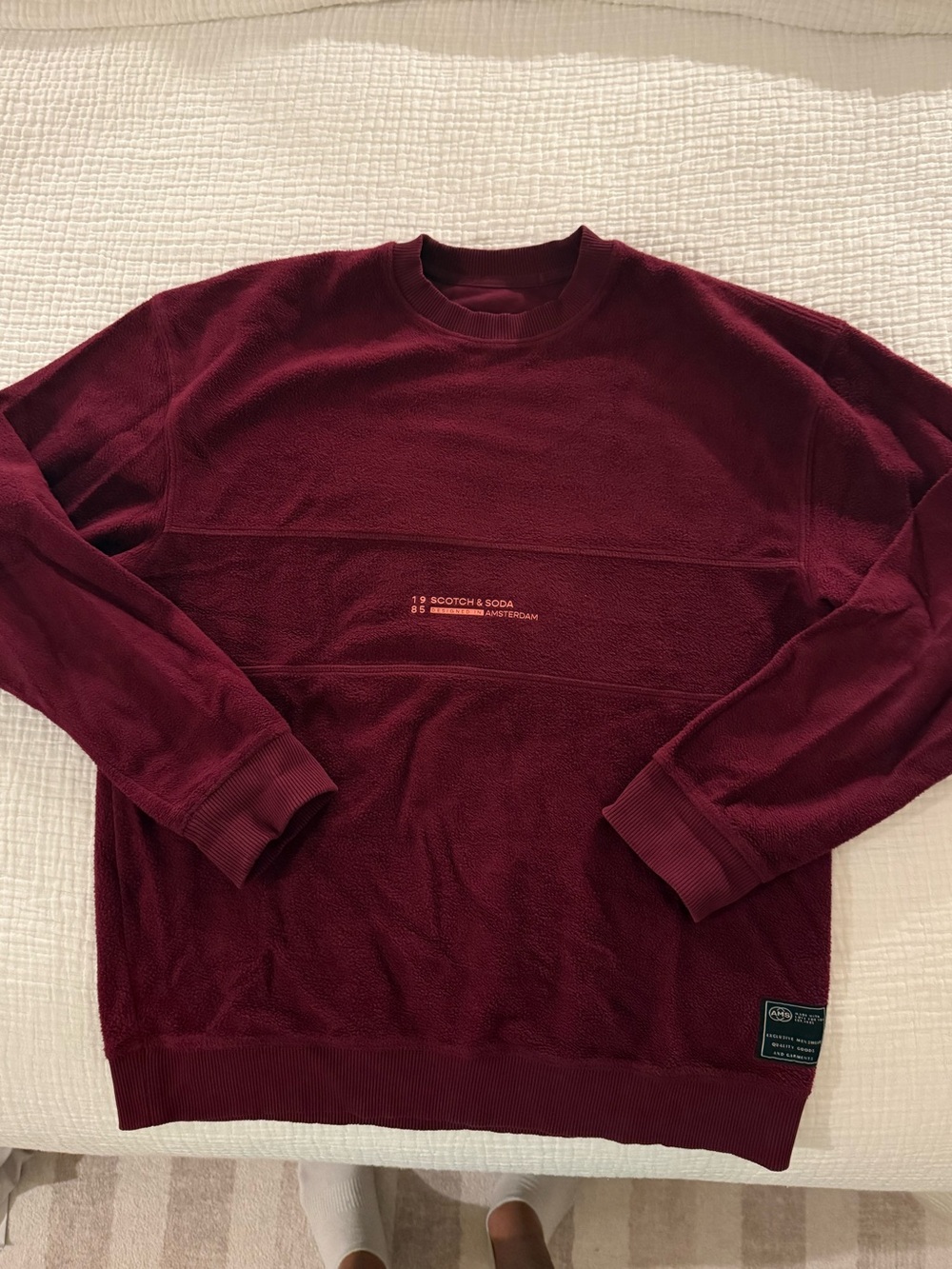 Scotch & Soda Men's Burgundy Cotton Crewneck Sweatshirt Medium